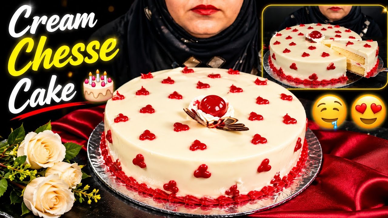 Asmr Eating Yummy Cream Chesse Cake 🎂 Asmr Eating white forest Cake #Cake #asmr 