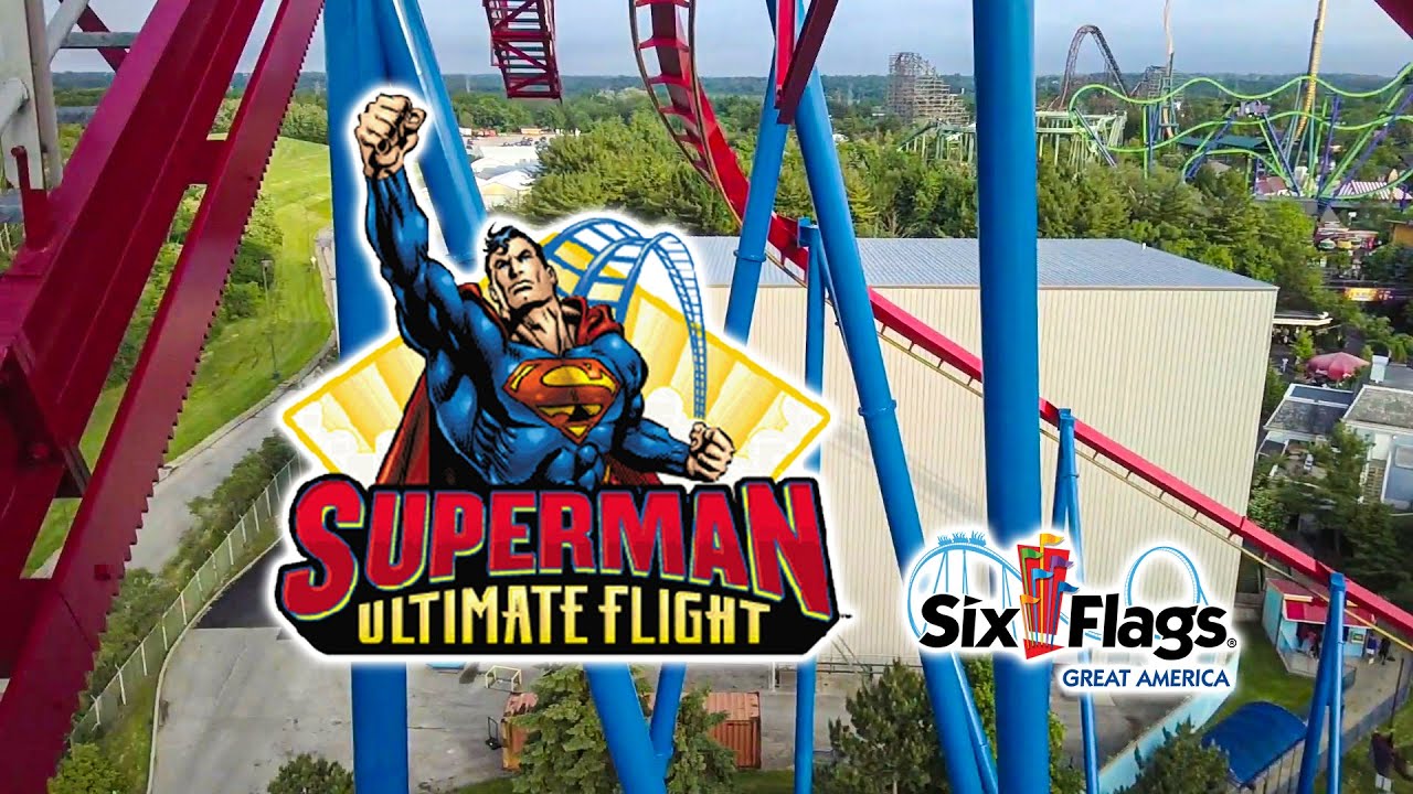 2019 Superman Ultimate Flight Flying Roller Coaster On Ride HD POV Six Flags Great America