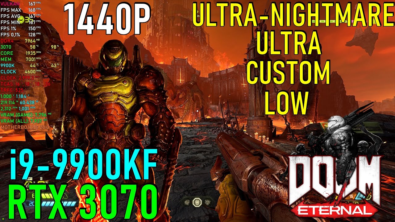 DOOM Eternal: RTX 3070 + 9900K / 1440P
