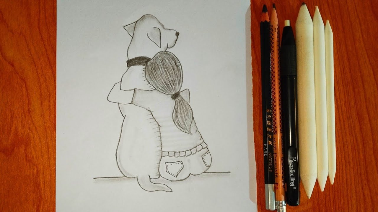 Girl Hugging Her Loyal Dog 🐶👧❤️| Step by step for beginners 