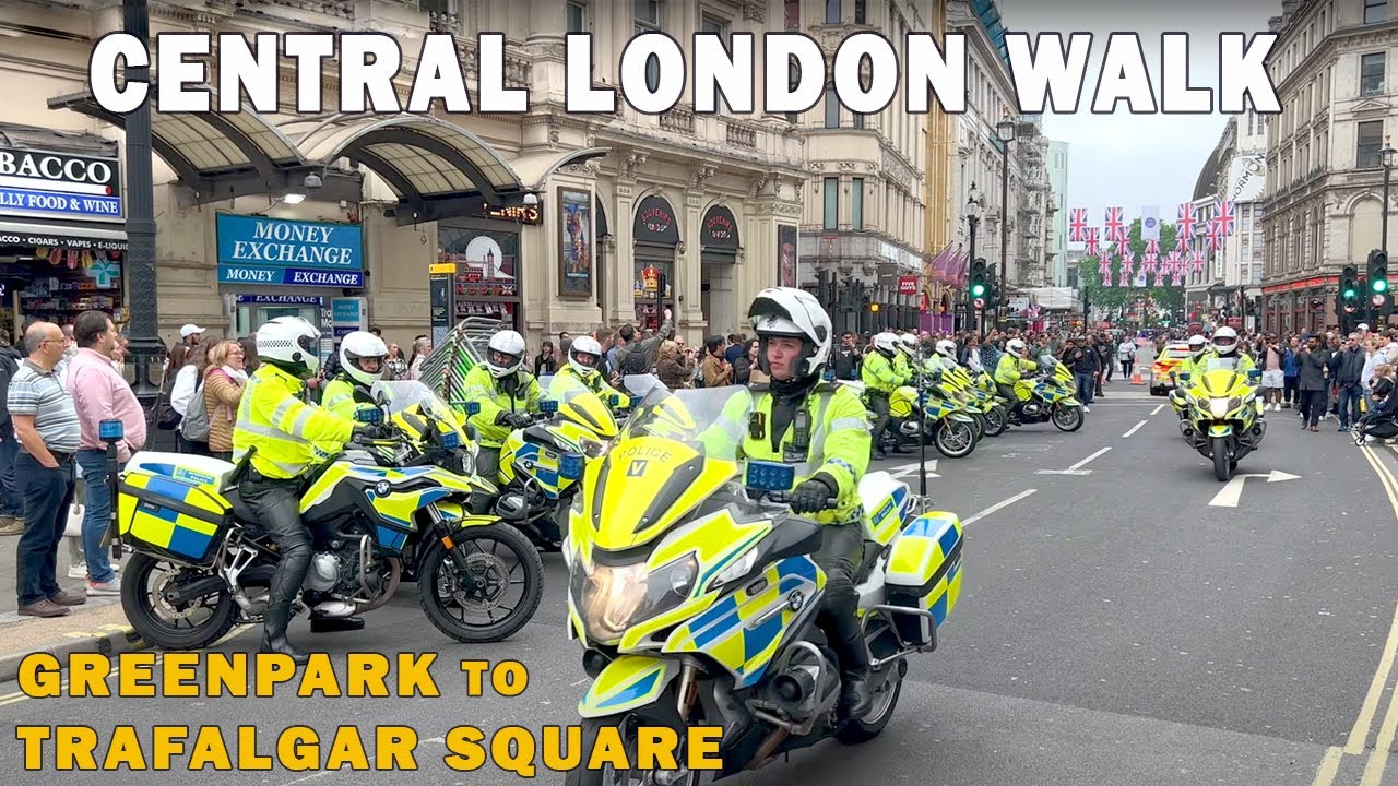 Central London Walk from Green Park to Trafalgar Square - London walking Tour [4K HDR]