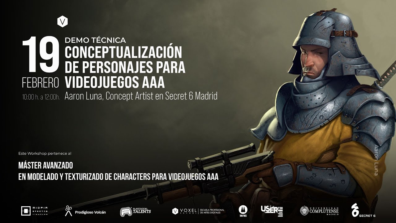 Master Class Conceptualización de Personajes para Videojuegos AAA - Aarón Luna - 19 de febrero