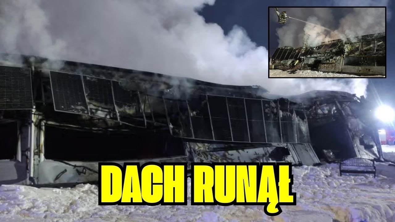 Pożar w Zag&oacute;rzu: hala w ogniu, dach runął. Dramatyczna noc