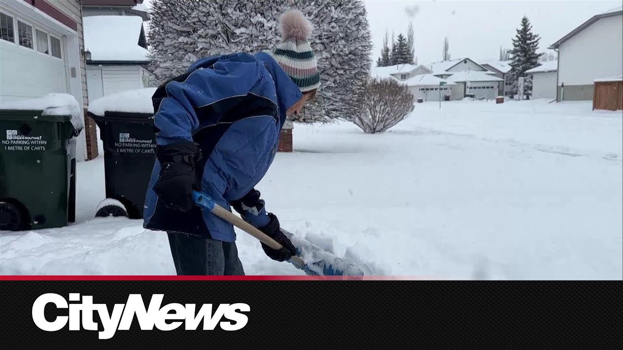 Heavy snow in Edmonton region leaves people back to shovelling