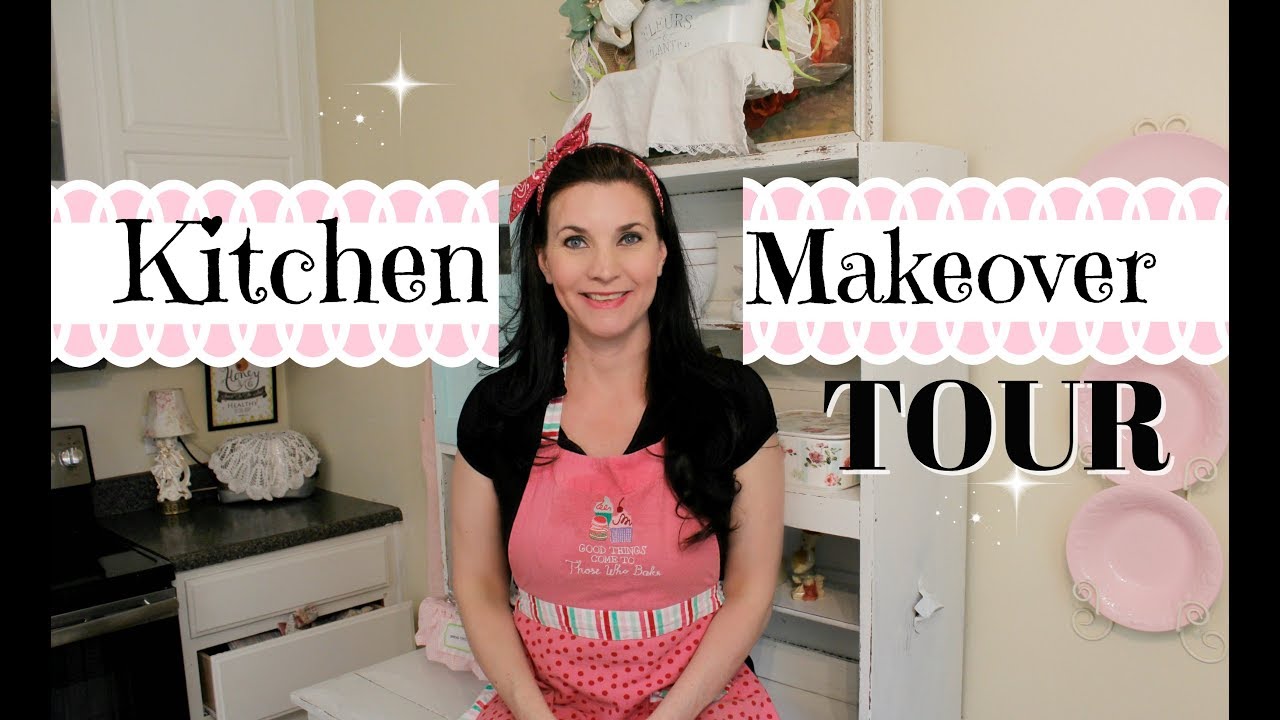 🎀SHABBY CHIC KITCHEN HUTCH MAKEOVER & TOUR🎀Paint with Me