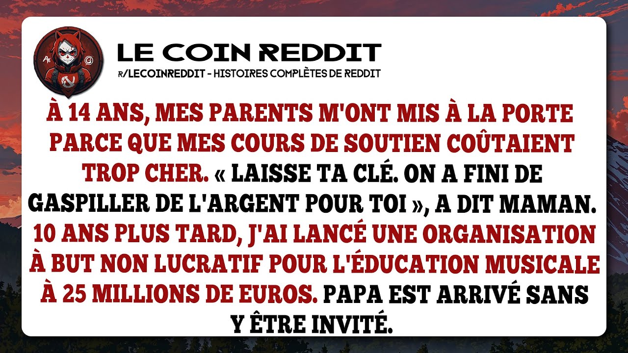 À 14 ans, mes parents m'ont mis à la porte parce que mes cours de soutien coûtaient trop cher.