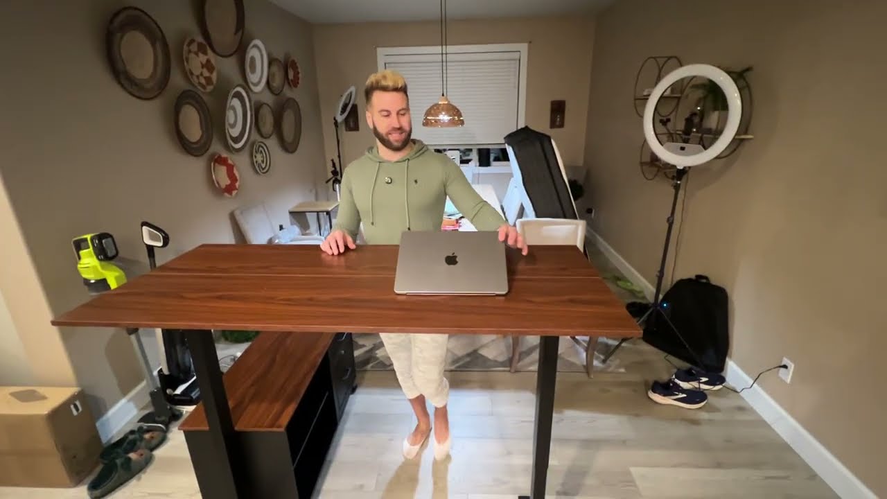 OffiGo 55 Inch L Shaped Electric Standing Desk with Drawers & File Cabinet Sets, Executive Sit Stand