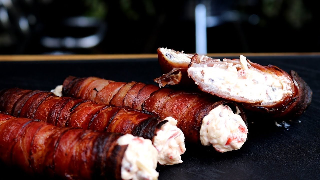 Bacon Cannelloni mit einer pikanten Frischkäsefüllung