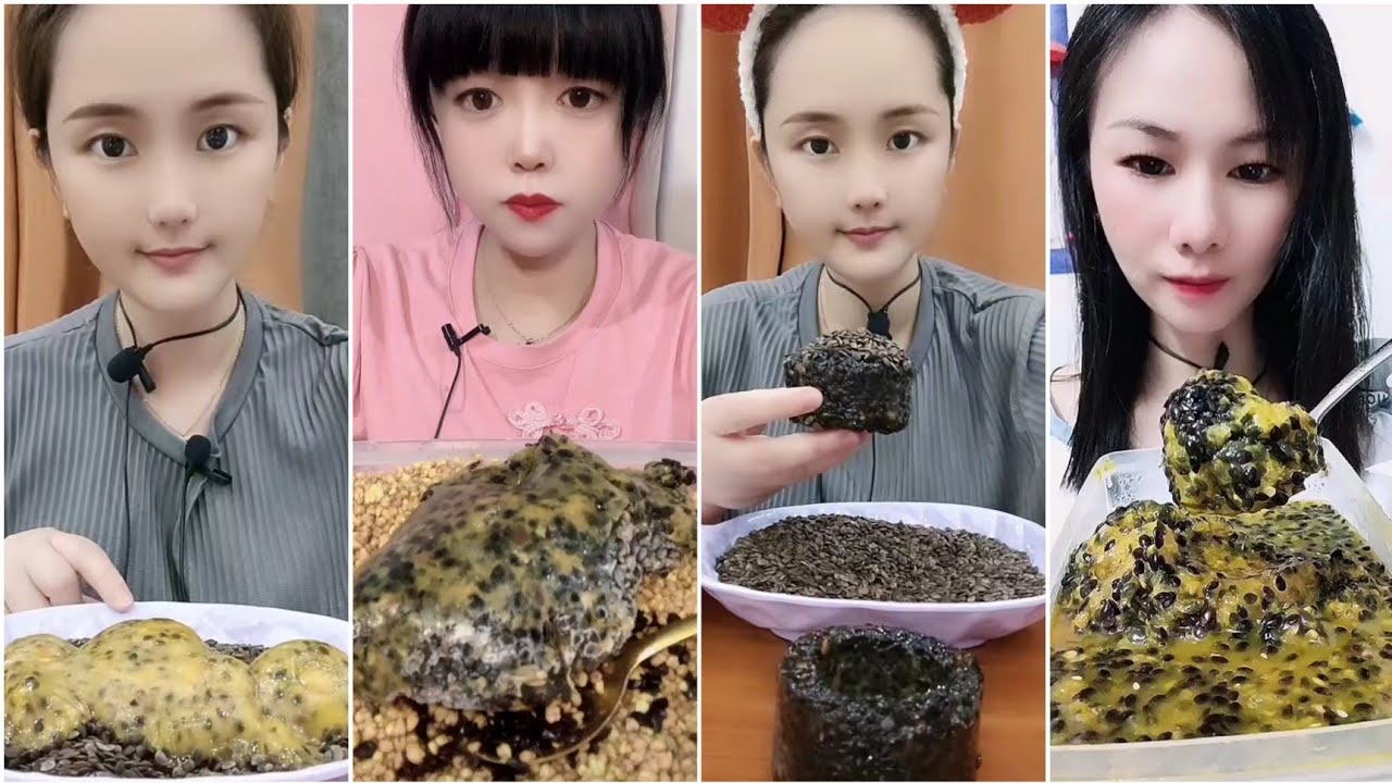 Ice Eating🧊❄️ PASSION FRUIT WITH SESAME SEEDS ASMR