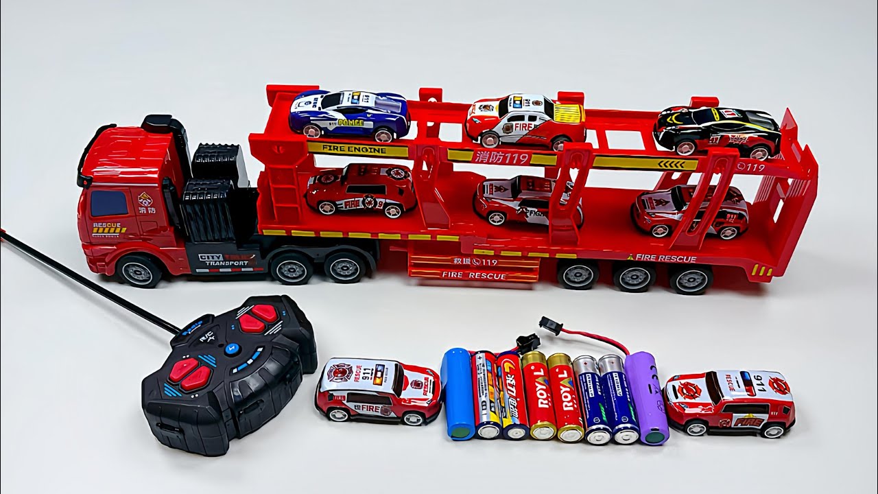 Unboxing RC Fire Rescue Truck, RC School Bus, EV Police Bus as well as EV Excavator Toy