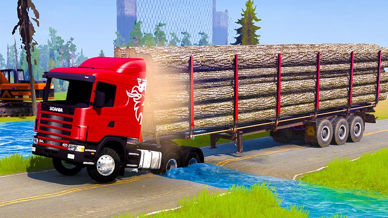 Spintires: Mudrunner | Big Logging Truck Tow Trailer Mud Wrestling Match Day51