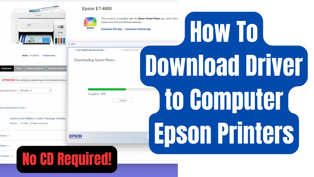 How To Download Driver for ANY Epson Printer  - No CD Required - Windows OS