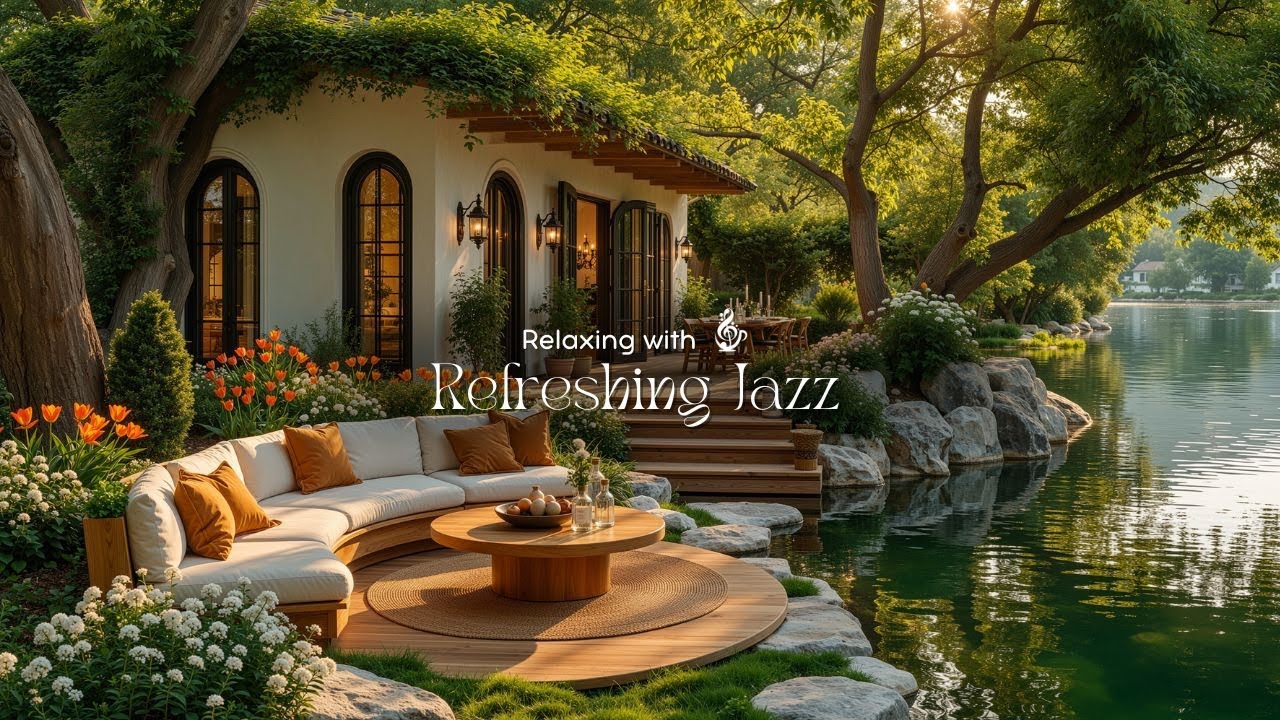 Refreshing Jazz In Lakeside For Relaxing | Great Jazz Music & Nature Therapy For Calm & Relax