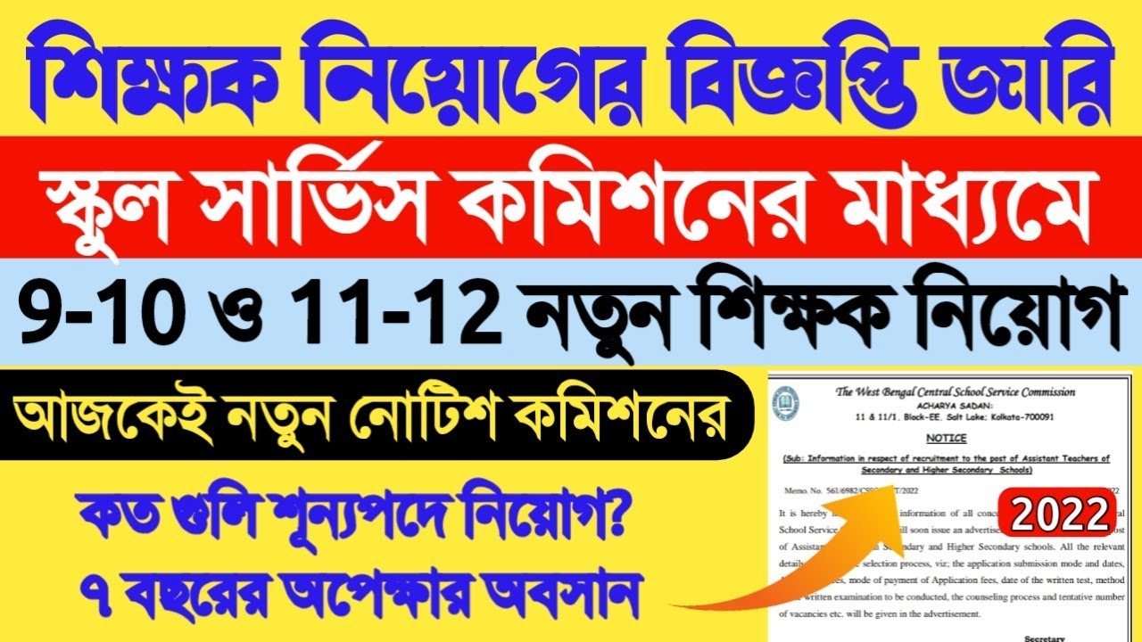 wbssc teacher recruitment 2022।Wbslst recruitment 2022।Official notice।new teacher recruitment 2022