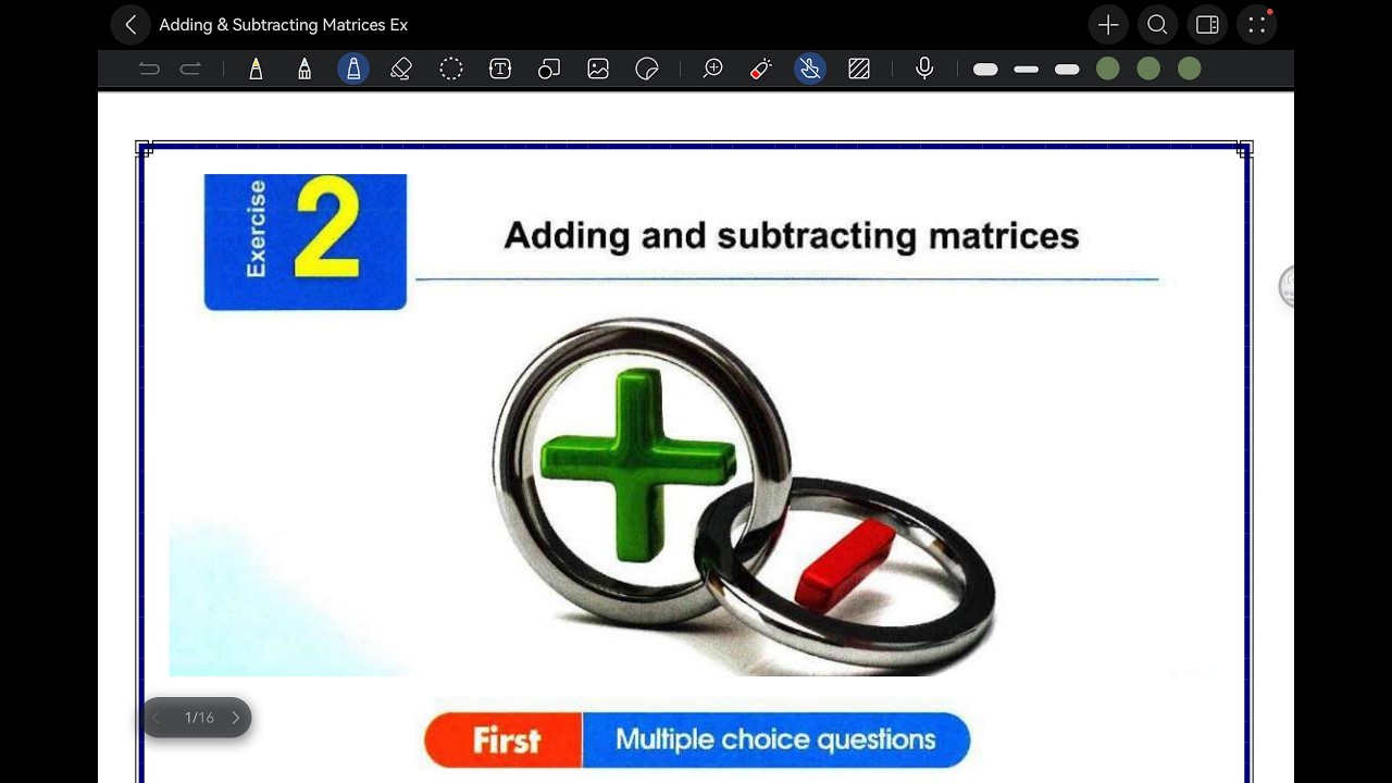Senior 1 Algebra Adding and subtracting matrices Part 2 حل المعاصر ماث