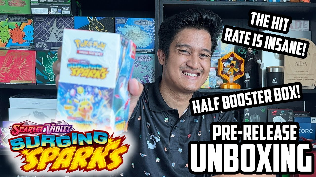 POKEMON SURGING SPARKS HALF BOOSTER BOX UNBOXING! THE HIT RATE IS INSANE!