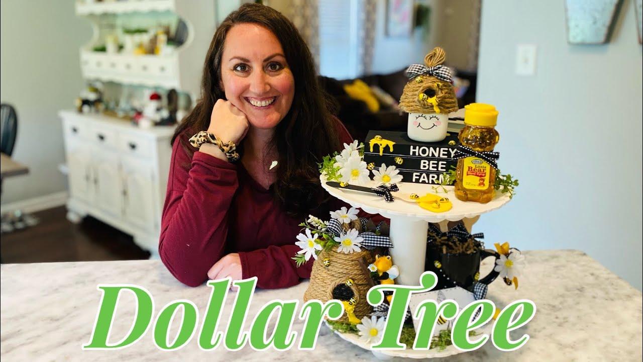 BEE TIERED TRAY & DIY’s 🐝🌿 | DOLLAR TREE DIY | CRAFTING ON A BUDGET 🐝