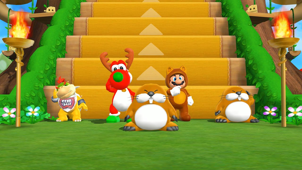 Mario Party 9 Mod - Step It Up 7 Wins - Bowser Jr. Vs Yoshi Vs Tanooki Mario Vs Monty Mole
