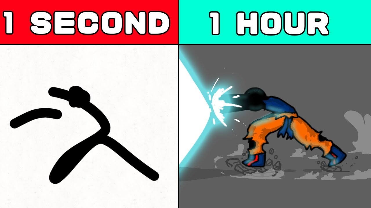 Анимация Stickman DRAGON BALL 1 секунда против 1 часа @flipaclip
