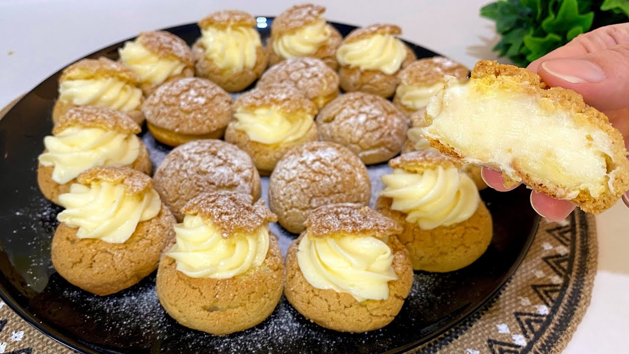 🤤 YEDİKÇE YEMEK İSTEYECEKSENİZ 👌🏼HAFİF VE ÇOK LEZZETLİ ♥️ Cream Puff Tarifi 🧁 Çiçekintarifleri