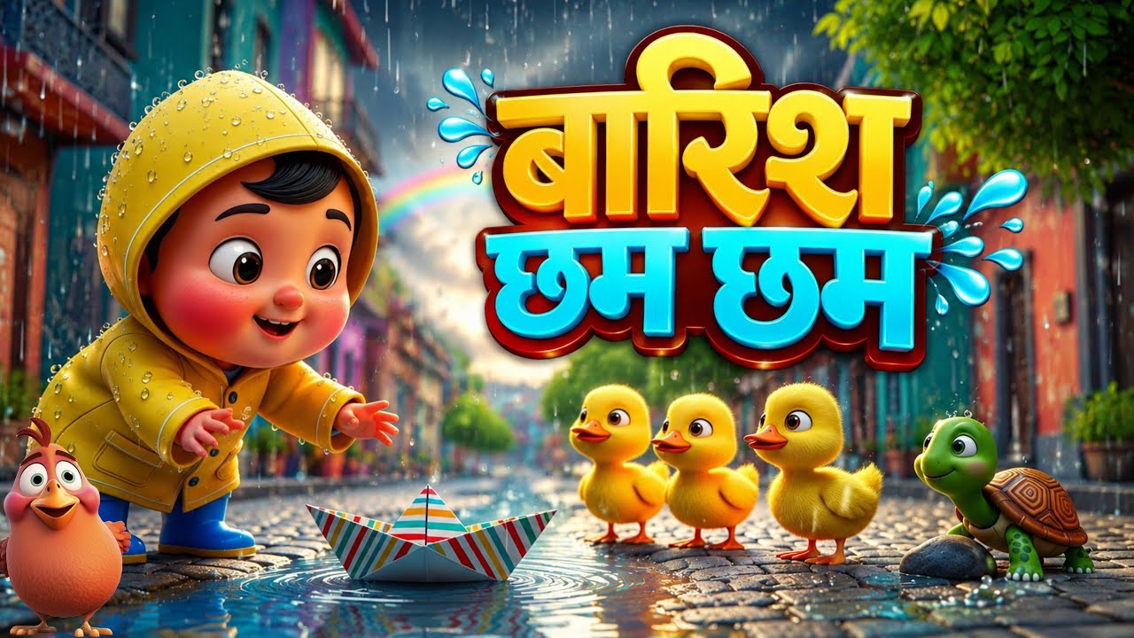 🌧️बारिश आई छम छम छम | Cute Baby Rain Song | Hindi Nursery Rhymes