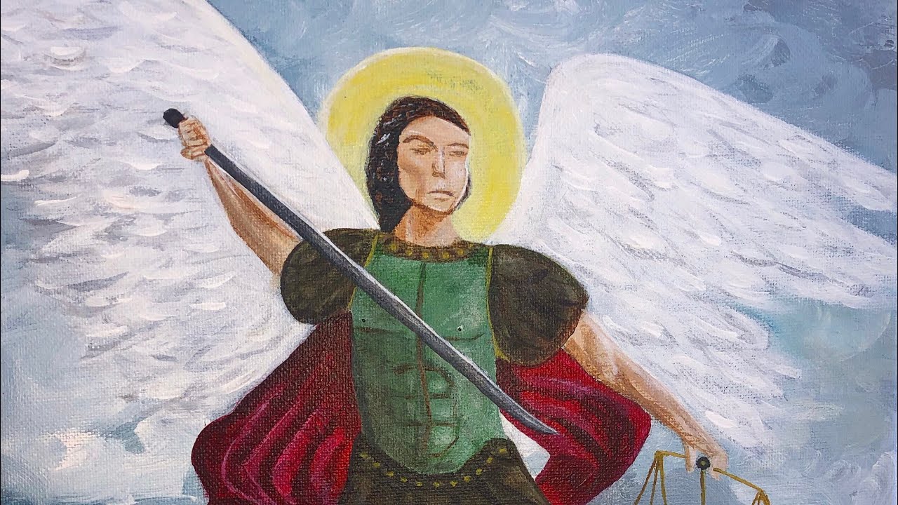 Archangel Michael Acrylic Painting - STEP by STEP TUTORIAL - Intermediate level - Heaven Angel