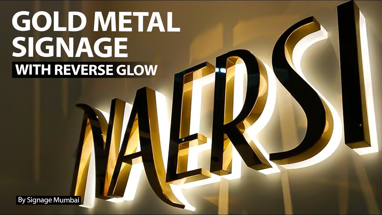 How to make Gold Metal Signage with reverse glow ?