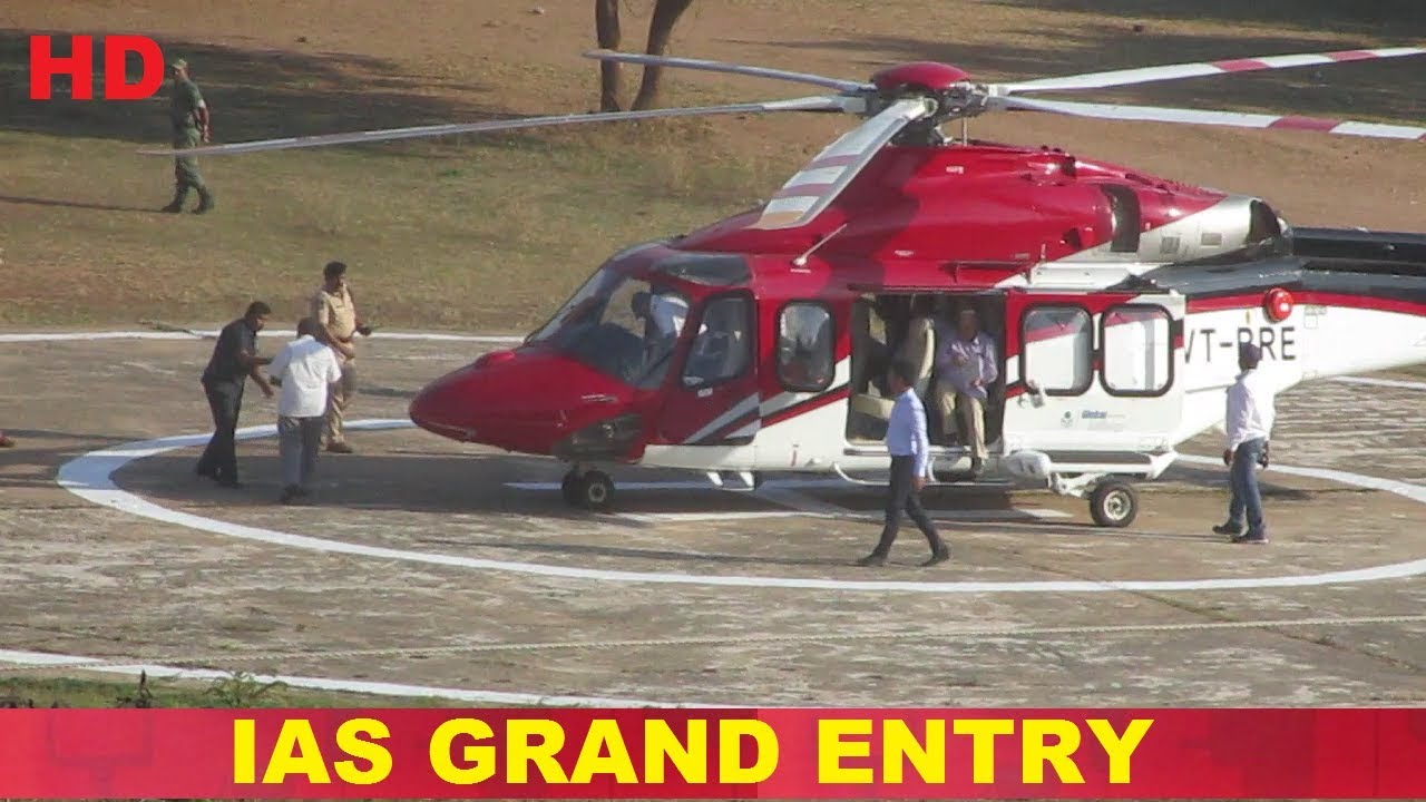 Chief Secretary Somesh kumar IAS reaches Karimnagar in helicopter