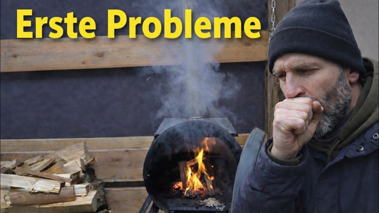 Wassereinbruch und Ofen zieht nicht in der  selbstgebauten Hütte.