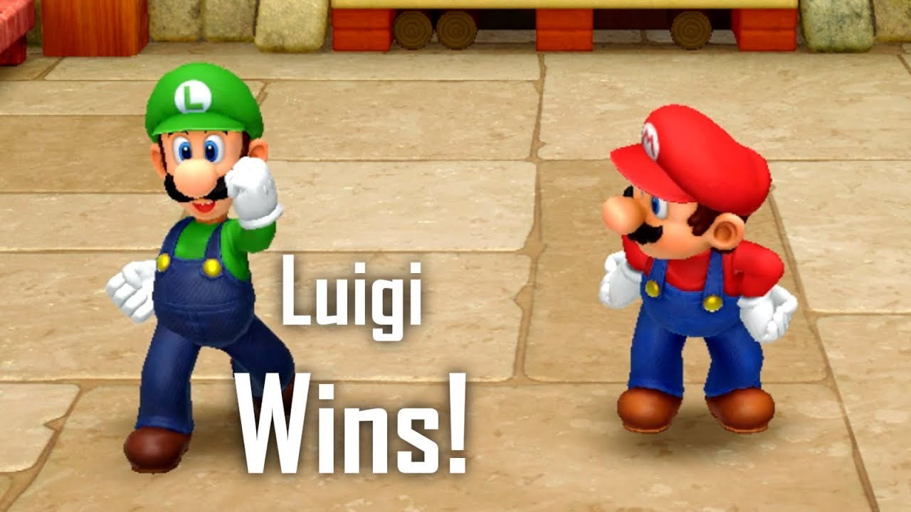 Super Mario Party - Luigi wins by making Mario do absolutely everything