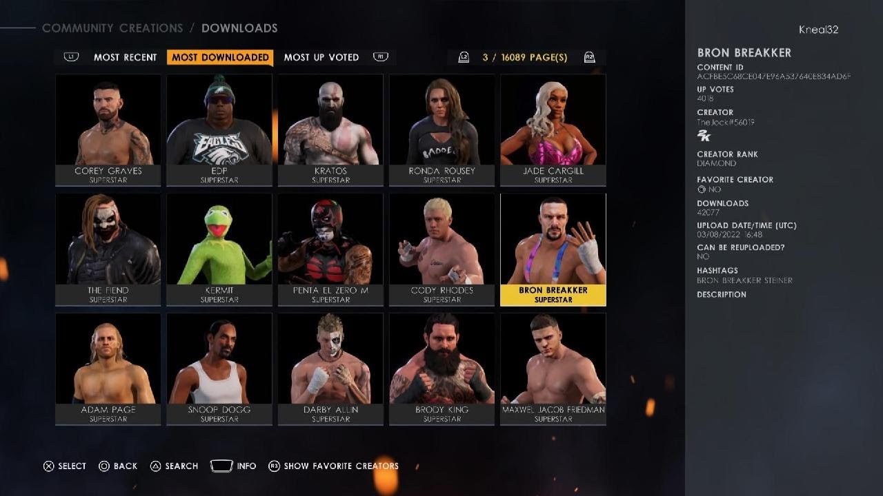 WWE 2K22 Community creations 1 Month after official release date