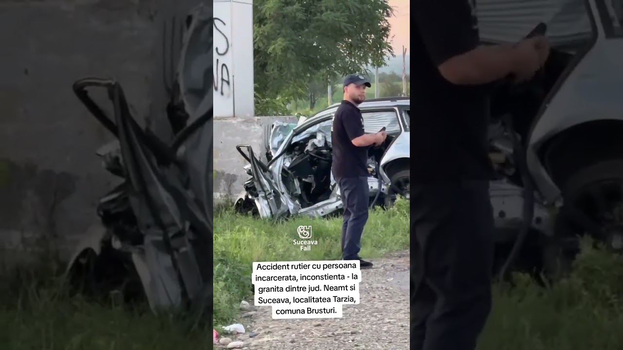 Accident rutier cu persoana incarcerata, inconstienta - la granita dintre jud. Neamt si Suceava