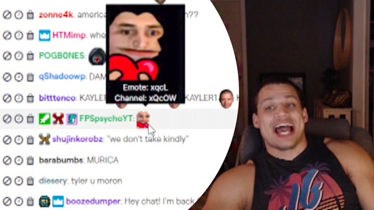 Tyler1 catches Twitch Mod FPSpsychoYT using xqcL in his chat