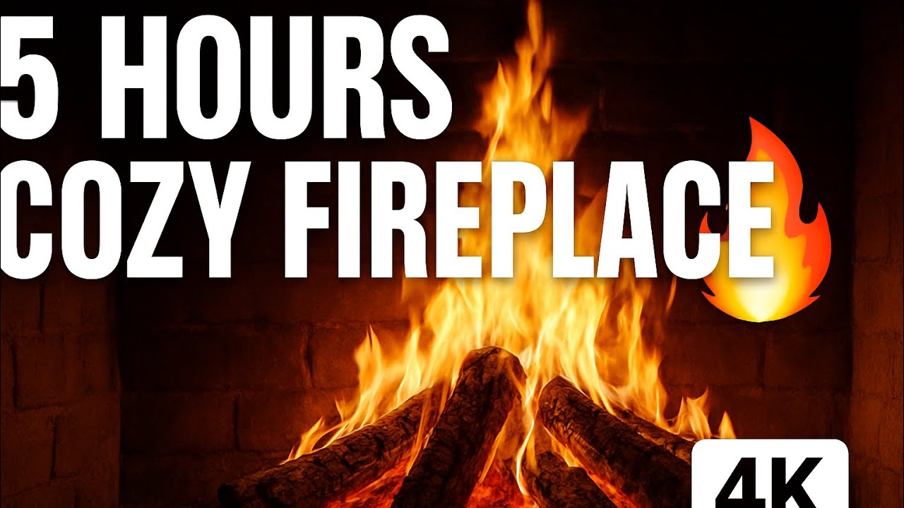 Winter Fireplace 🔥 5 Hours of Cozy Crackling Fire for Relaxation & Sleep