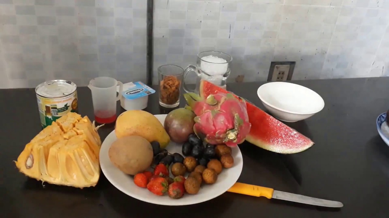 cách pha chế món trái cây tô để bán, yaourt trái cây (hoa quả dầm)siêu ngon