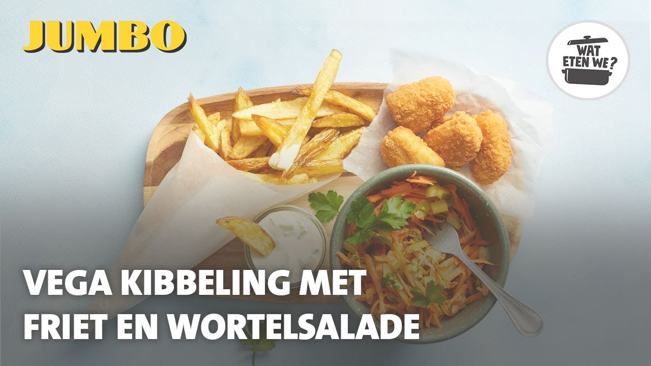 Wat eten we? Vega-kibbeling met ovenfriet en wortelsalade