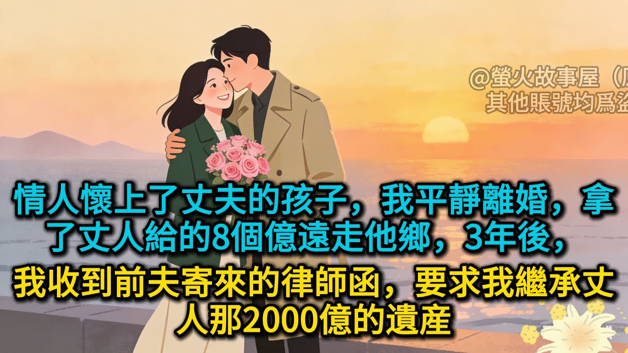 【完結】情人懷上了丈夫的孩子，我平靜離婚，拿了丈人給的8個億遠走他鄉，3年後，我收到前夫寄來的律師函，要求我繼承丈人那2000億的遺産#為人處世 #生活經驗 #情感故事 #故事 #小說 #戀愛 #情感