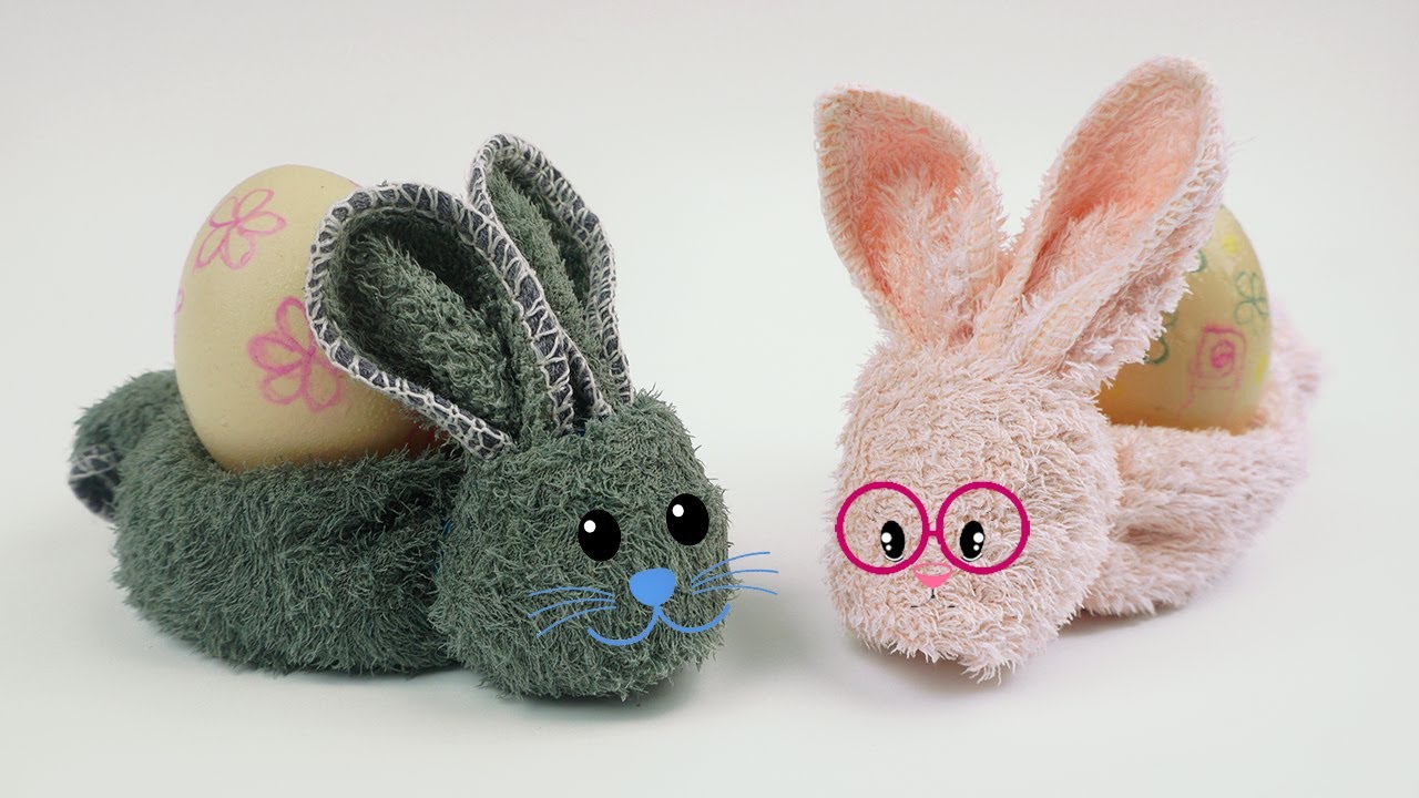 Ostern basteln: Osterhase aus handtuch - Handtuch falten | Oster bastelideen
