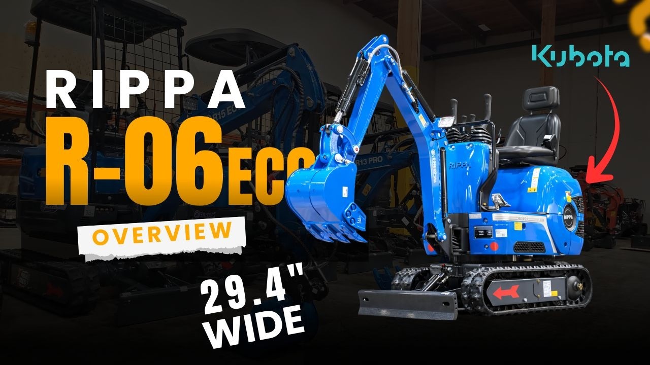 Rippa R06 Mini Excavator — Fits Through Doors (Kubota Diesel)