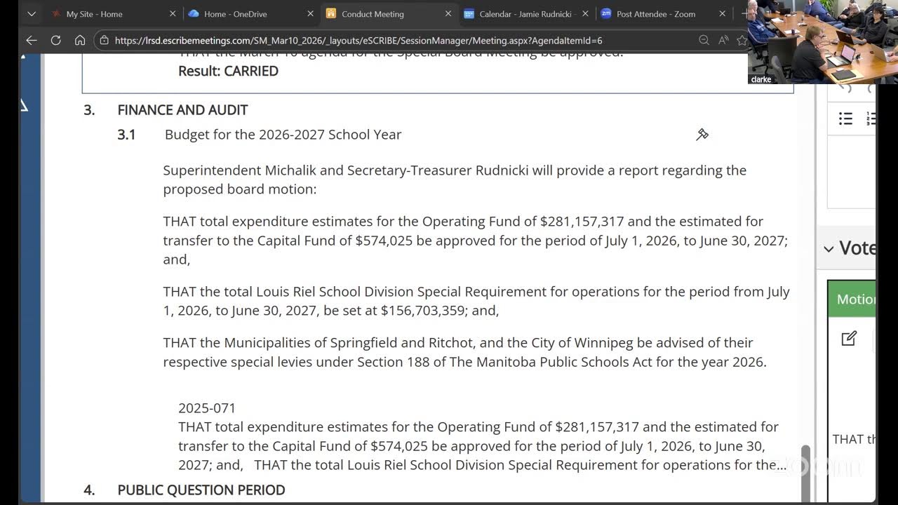 Special Board Meeting - March 10, 2026 - Budget