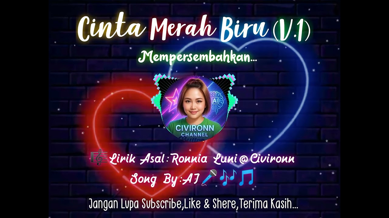 Cinta Merah Biru (V.1)-🎼Lirik Asal:Ronnia Luni@Civironn,Song By:AI🎤🎶🎵