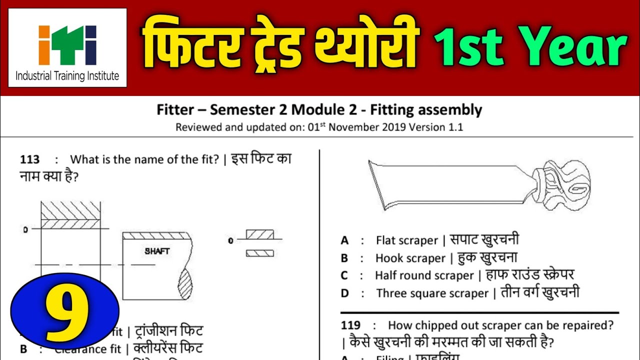 Class 09 | Fitter Trade Theory in Hindi | Nimi Fitter Trade Theory Hindi | ITI Fitter 1st Year Paper