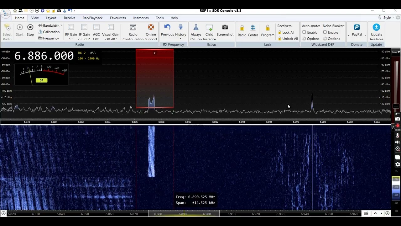 Waterfall picture transmission 6886 Khz