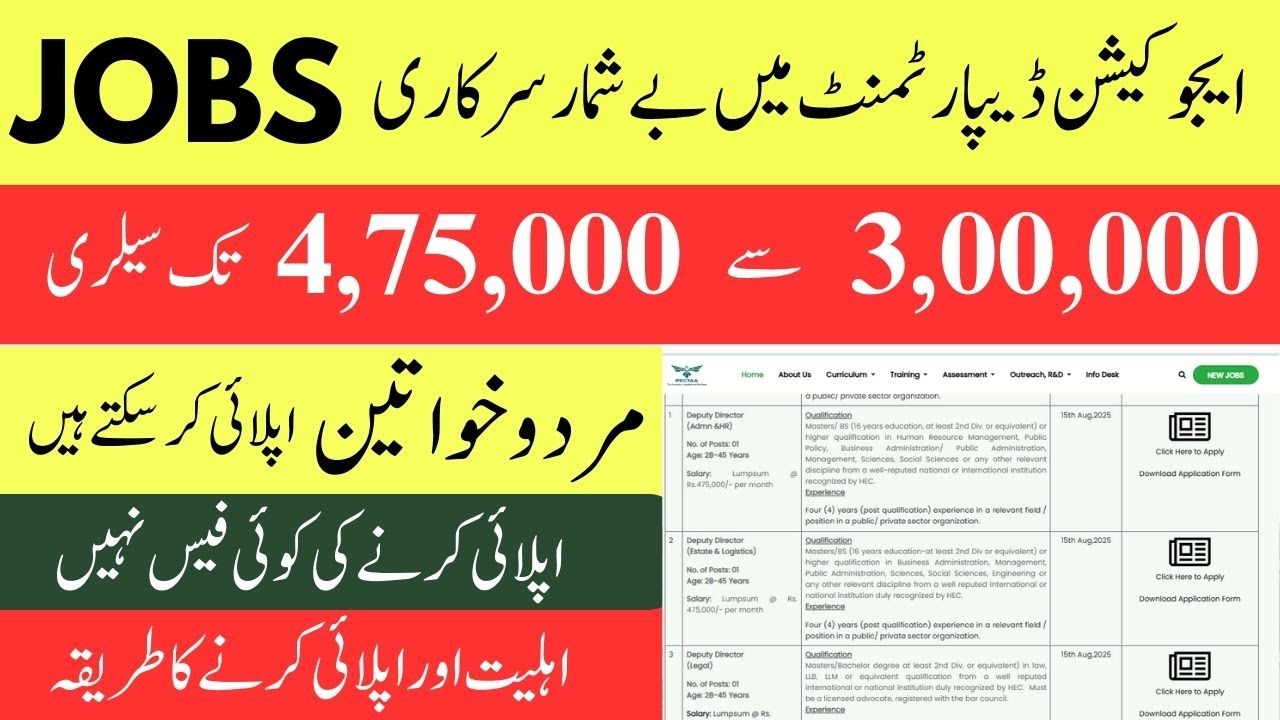 Punjab Education Curriculum Authorithy Jobs 2025 | PECTAA Jobs 2025 | How to apply for pectaa jobs
