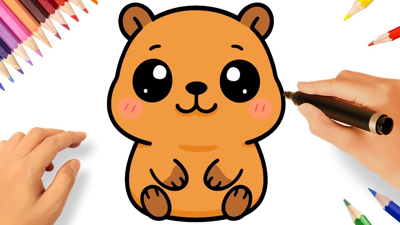 CÓMO DIBUJAR UN CARPINCHO KAWAII FÁCIL | CAPIBARA 💗🤎