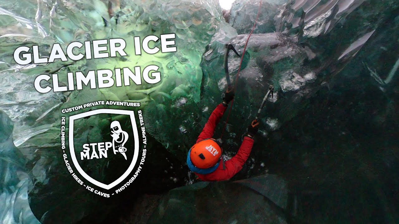 Ice Climbing in a Glacier Mill / Crevasse