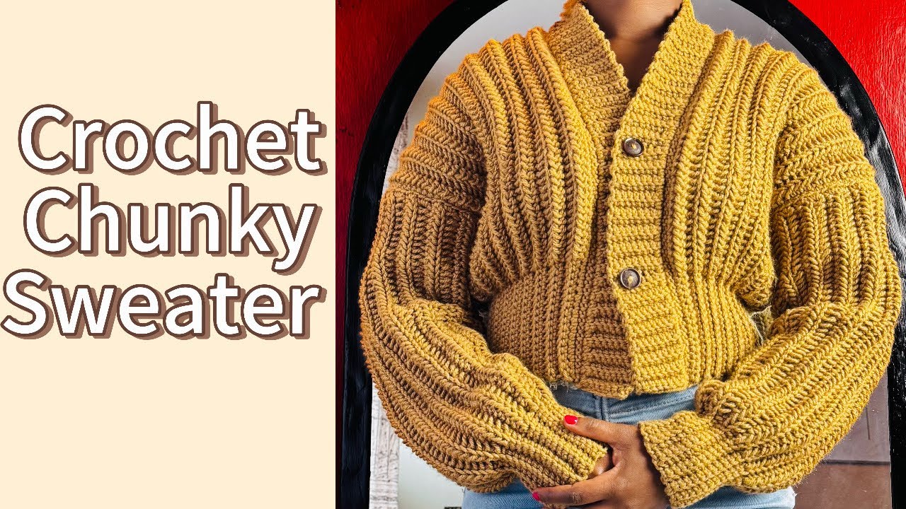 Crochet ribbed chunky cardigan/one row repeat pattern tutorial #crochet 