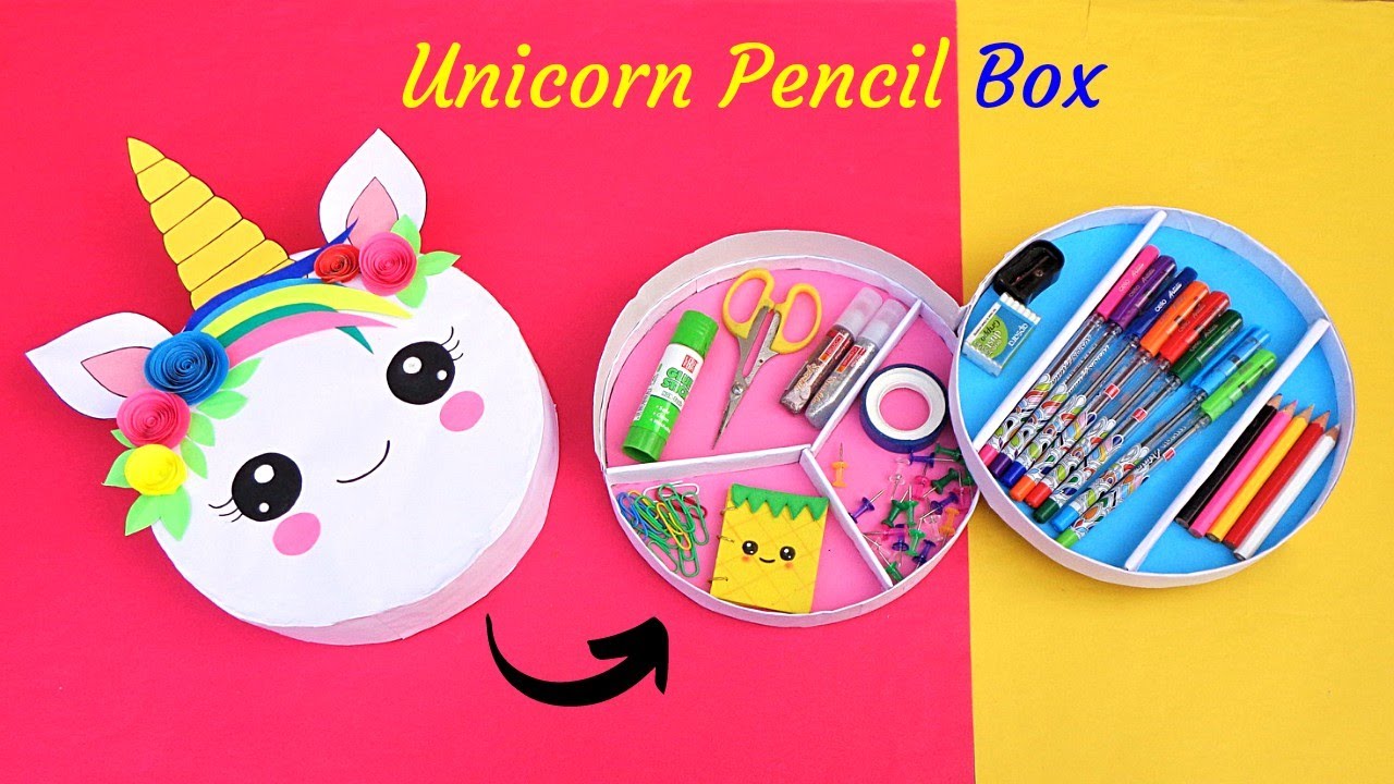 DIY Pencil Case/How to make Unicorn Pencil Box with waste cardboards & paper/ Best out of waste