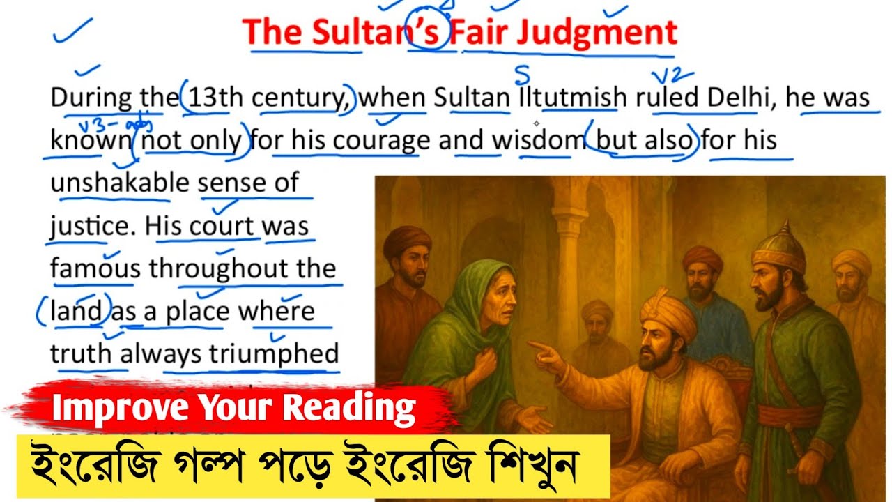 The Sultan's Fair Judgement | English story reading with bengali translation | Learn english story