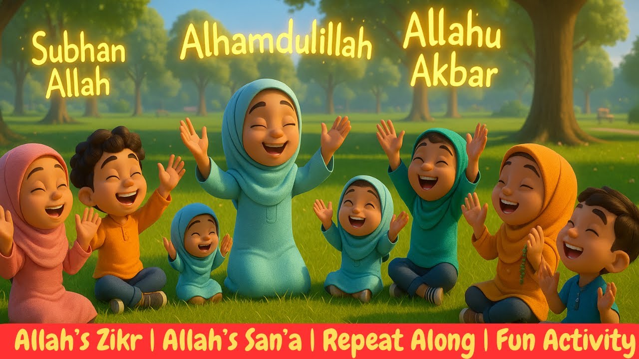 Allah’s Zikr for Kids | Alhamdulillah, Subhan Allah, Allahu Akbar & La Ilaha Illallah | Repeat Along